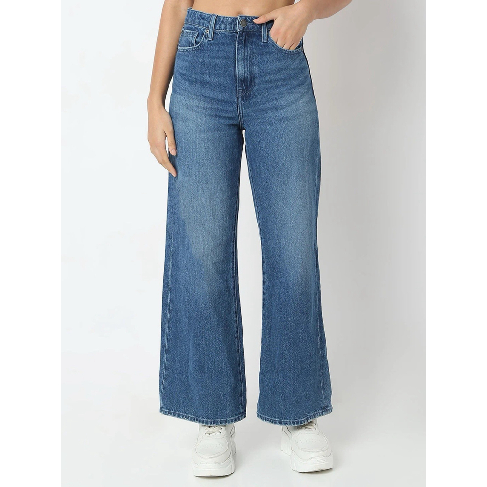 SpyKar Bella High Rise Wide Leg Baggy Jeans 28x28 Light Wash Denim Casual